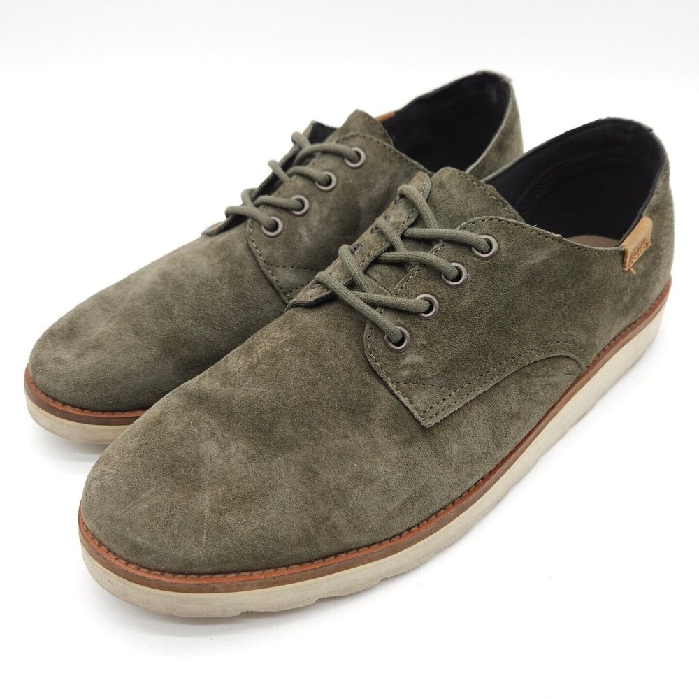 Vans‎ (Mens Size 9.5) Green Suede Oxfords Lace Up Dress Sneakers Shoes 500664